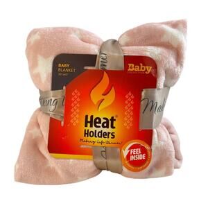 Heat Holders PINK Baby Blanket Thermal Fleece Infant Swaddle Receiving Blanket